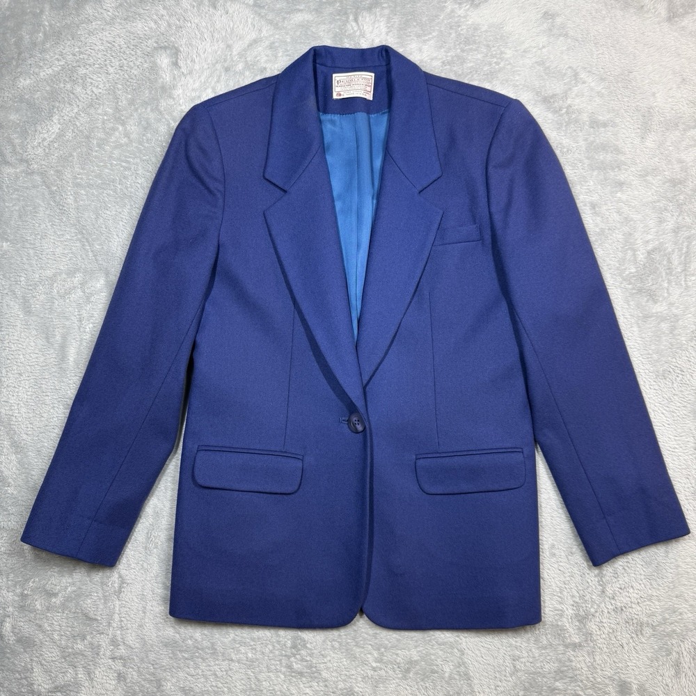 Vintage Pendleton Petite Wool‎ Blazer 6P Royal Blue USA Virgin Wool Jacket